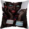 Pillowcase Bedroom Black and Gold African Woman  Living Room Pillow Decoration Cushion