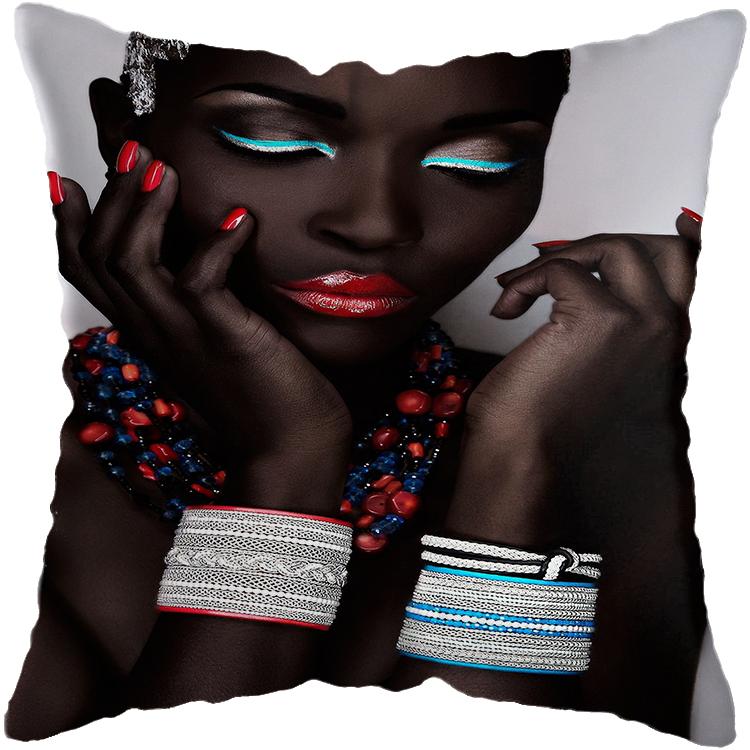 Pillowcase Bedroom Black and Gold African Woman Living Room Pillow Decoration Cushion