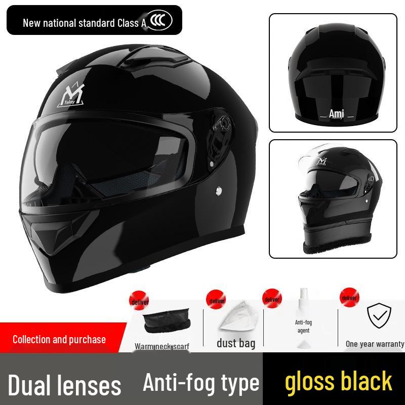 3C Certified Full Face Electric Vehicle Helmet - Winter Anti-fog, Warm, Universal for Men & Women, Cycling Safety