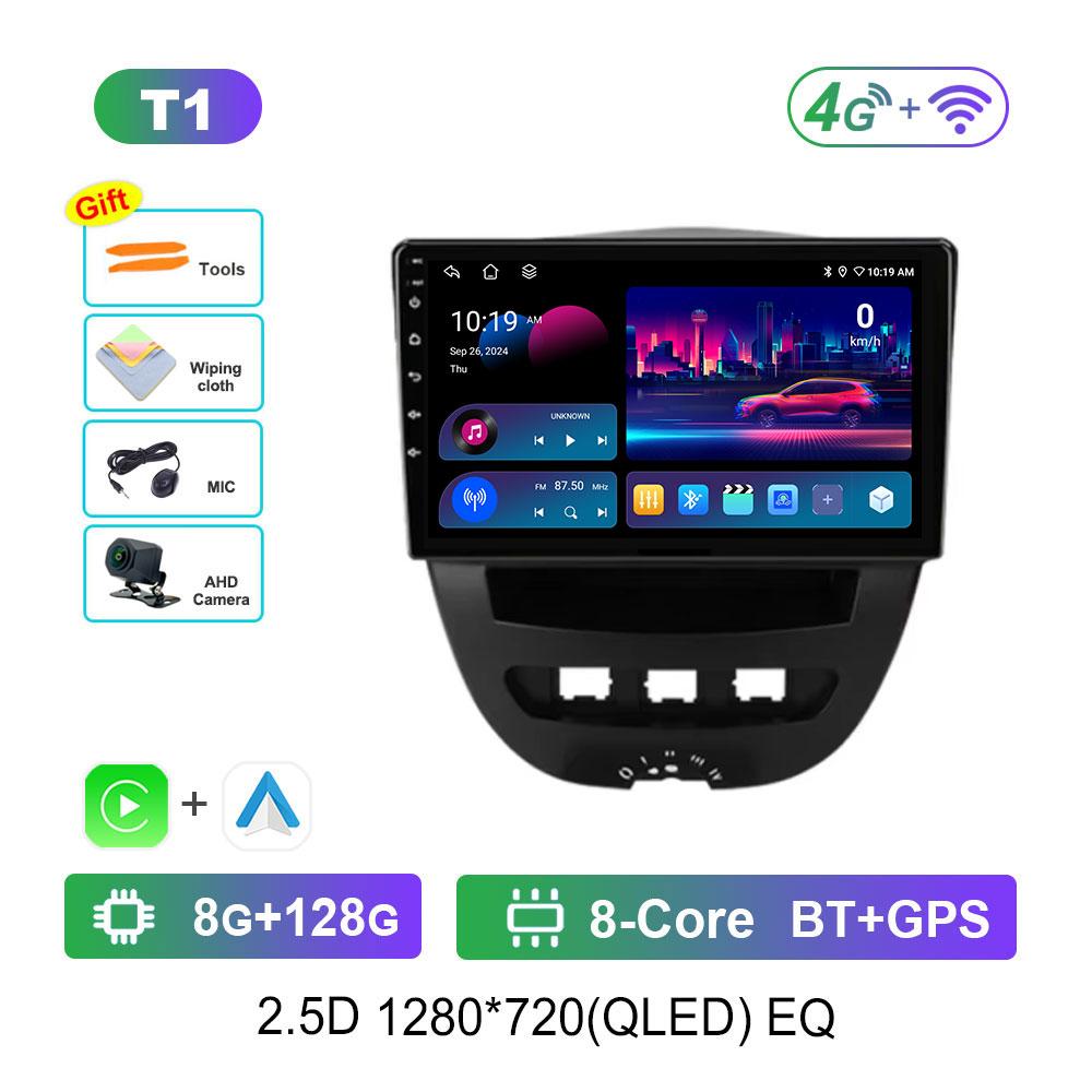 For Peugeot 107 For Toyota Aygo For Citroen C1 2005 - 2014 Android 14 GPS Car Video Multimedia Player BT WiFi HD Touch Screen 4G