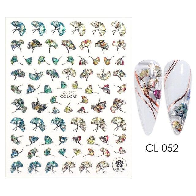 1pc 3D Nail Stickers Spring Summer Natural Flower Leaves Simulation Dried Flower Dragonfly Nail Applique Water Slides Decoration