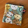 Cartoon Canvas Coin Purse Mini Zipper Wallet Cat Prints Money Pocket Women Girls