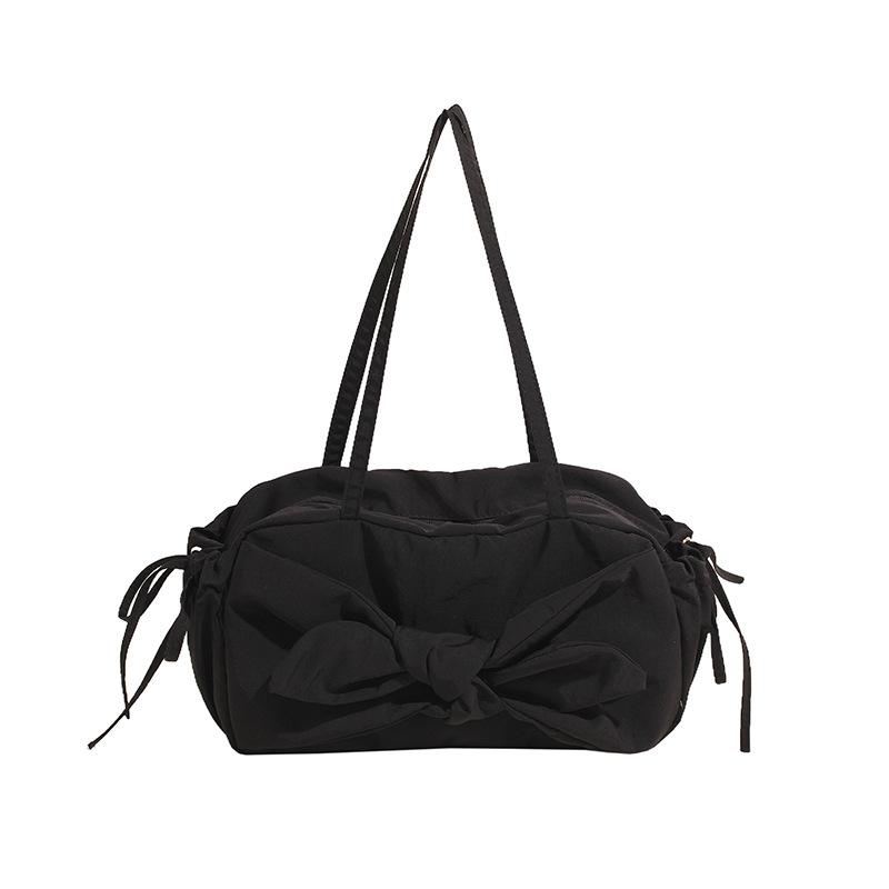 Women's Casual Large Capacity Shoulder Bag Korean Style Armpit Bag Sweet and Soft Bow Bag
