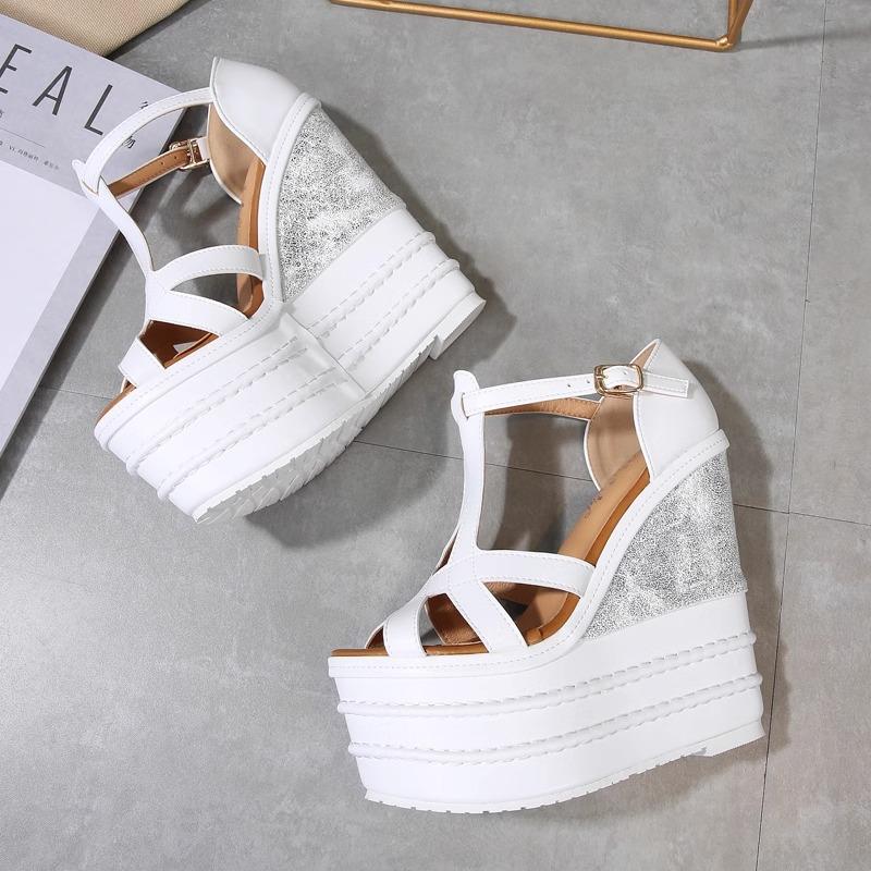 Fashion Sexy Ultra-High Wedge Bohemian Sandals - Peep Toe Platform Waterproof Small Sizes for Nightclub luxury sandals women designers