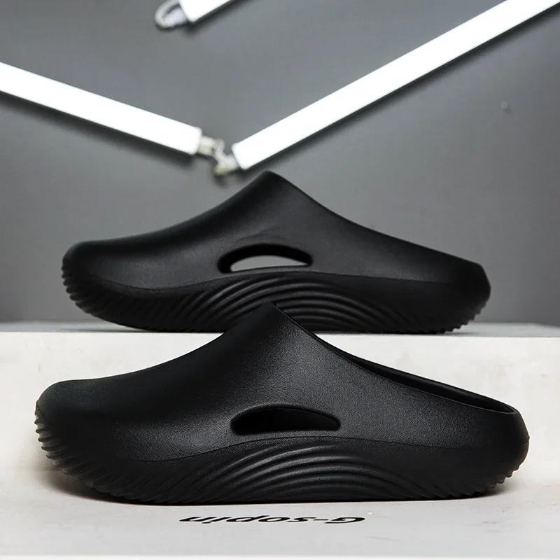 Breathable Men Slippers WaterProof Anti Skid Chef Shoe Slip on Casual Home Slippers Lightweight Beach Sandals Male Garden Clogs