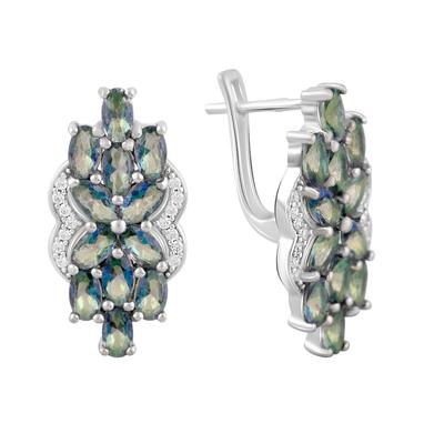 Boucles d'oreilles en argent avec topaze mystique 7,34 ct, zircons cubiques (2118596)