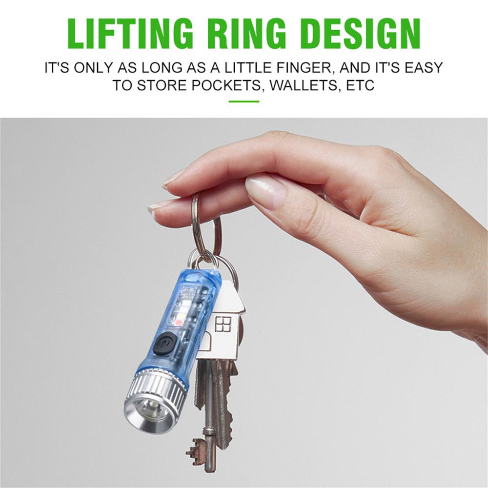 Mini Flashlight Keychain Multi-function Waterproof USB Rechargeable Outdoor Hiking Camping Powerful Magnetic Warning Flashlight