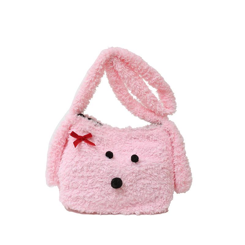Autumn and winter new plush puppy bag candy color small fresh girl children's shoulder armpit bag