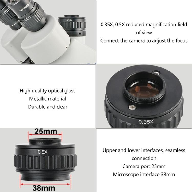 C-Mount Adapter Lens Microscope Adapter Trinocular Stereo Microscope 0.35X/0.5X