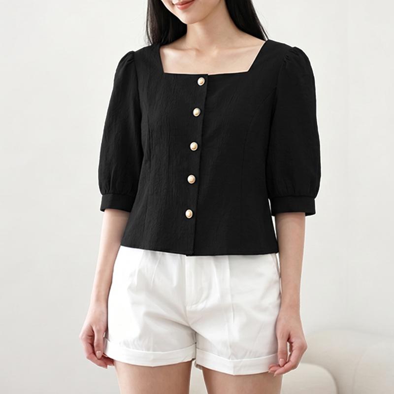 ZANZEA Women Casual Square Collar Loose Summer Half Sleeve Blouse S