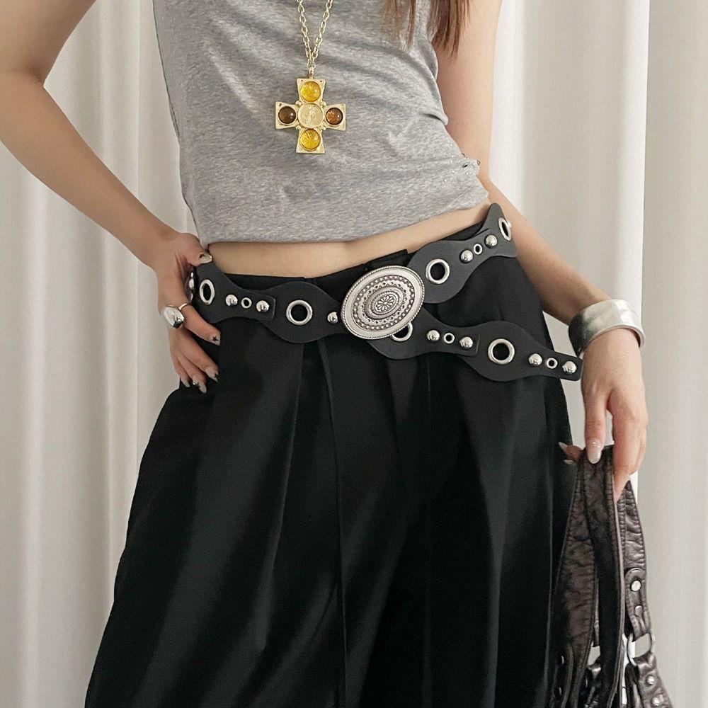 Gothic Leather Waistband Vintage Dress Jeans Belt Fashionable Women's Rivet Belt  Spicy Girls