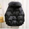Plus Size Women's Winter Coat with Fur Collar - Shiny, Loose Down Cotton Fashion Jacket