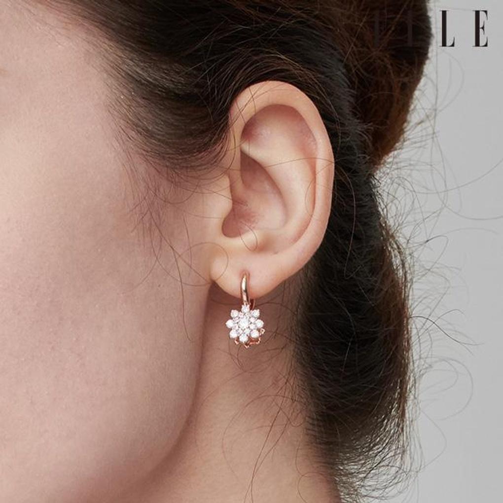 14k Cubic Flower One-Touch Earrings (Gold Plated) ELGPEE486