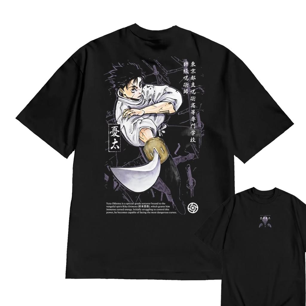 Anime Jujutsu Kaisen Yuta Okkotsu Graphic T-Shirt 100_Cotton Oversized Shirt Unisex Men Short Sleeve Y2k Short Sleeves Classic