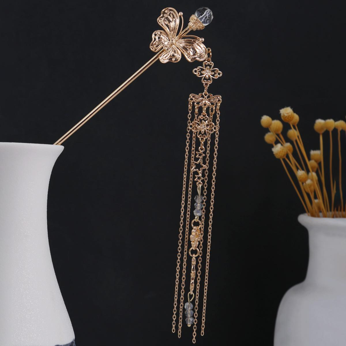 

Национальный тренд Новая длинная кисточка Металлическая заколка-бабочка Новый китайский стиль Шаг Рок Чувство высокого класса Платье Лошадь Древний стиль Аксессуар для волос