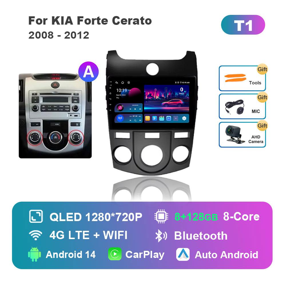 for KIA Forte Cerato 2008 - 2012 Android 14 Intelligent System Car Radio Multimedia Player GPS Navigation BT 4G WiFi HD Screen