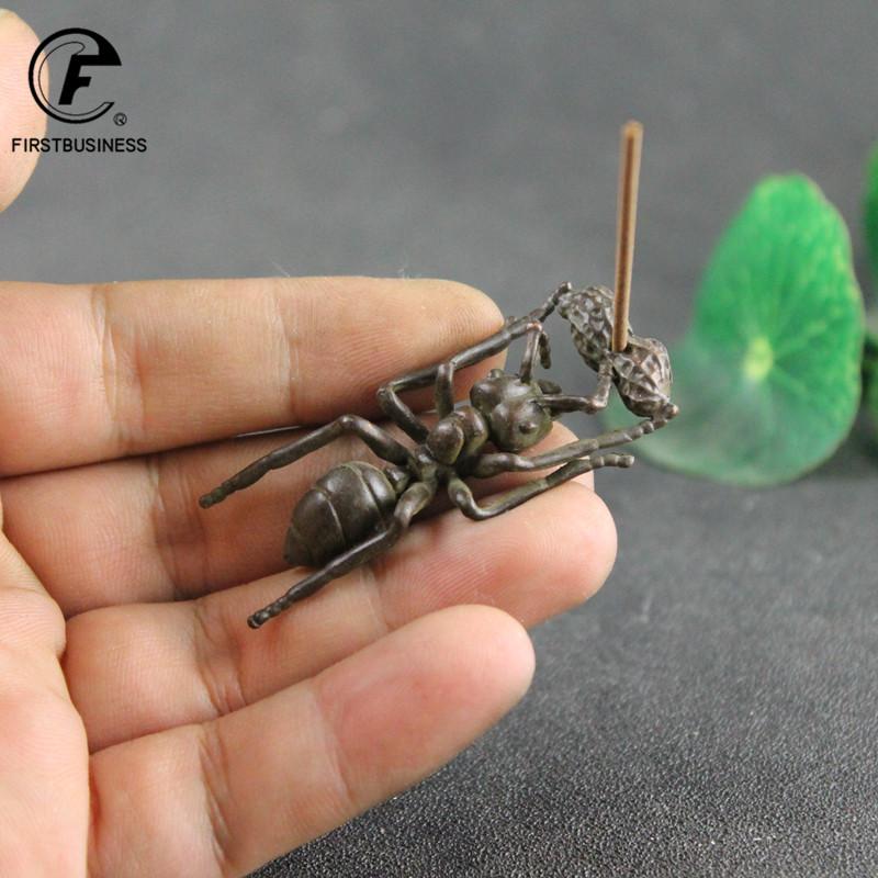 Antique Solid Copper Ants Incense Burner Tea Set Ornaments Mouse Crafts Brass Cartoon Animal Figurines Desk Incense Holder