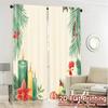 Set Of 2 Curtains Christmas Candle Poinsettia Penguin Pine Creative Chic Polyester Versatile All Bedroom Curtain For Sleeping Area Made