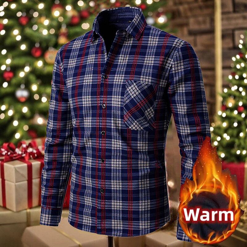 Men's Winter Flannel Shirt Jackets With Sherpa Lined Long Sleeve Button Down Fleece Shirts for Men Casual Warm Plaid Thermal Shirt With Pockets