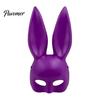 Plastic Rabbit Mask Halloween Bunny Half Face Mask, Costume Prop with Long Cosplay Supplies Ears, for Adults, Masquerade Party Accessory