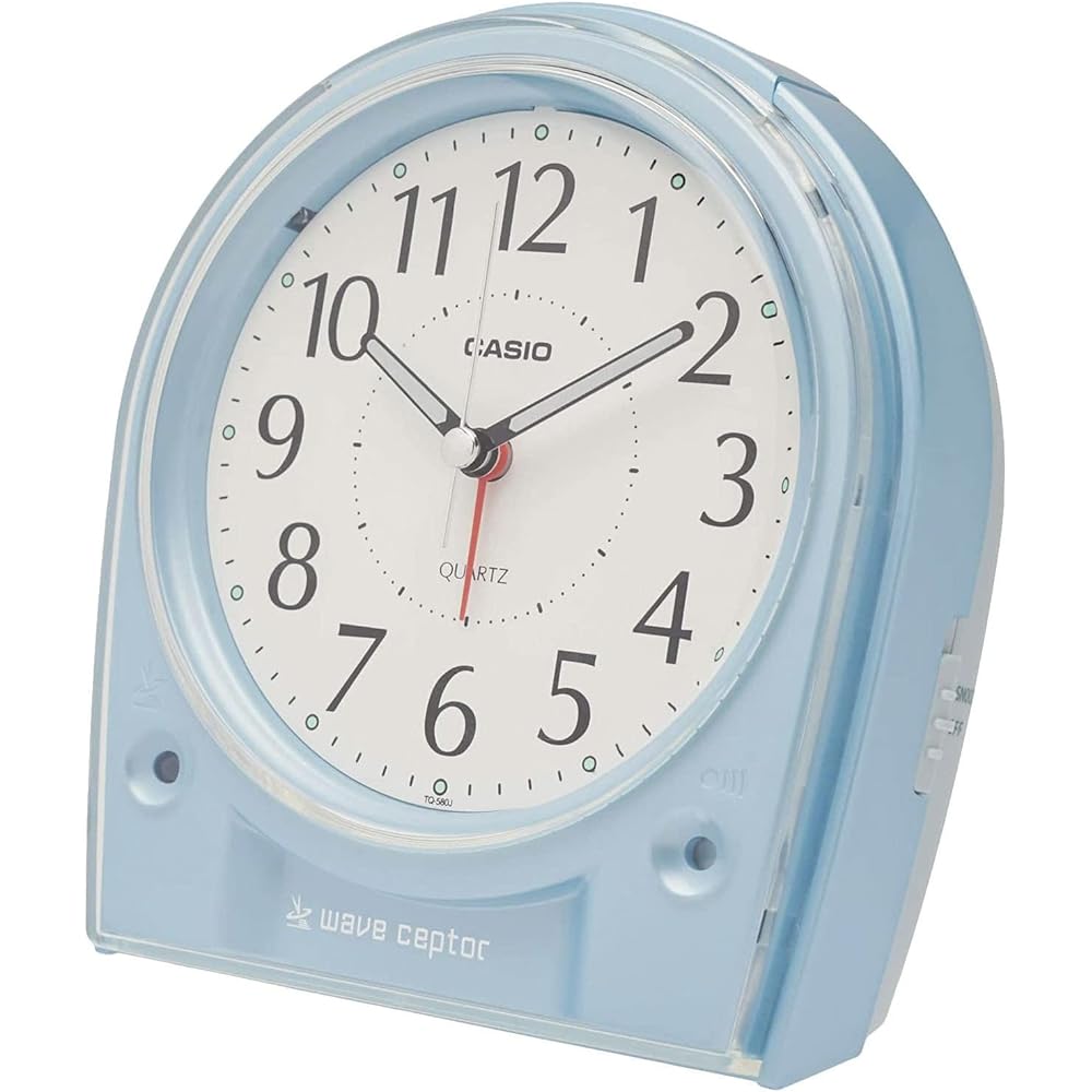 CASIO Alarm Clock, Radio-Controlled, Analog, Wave Scepter, White and Light Blue, 14.9 × 14.2 × 8....