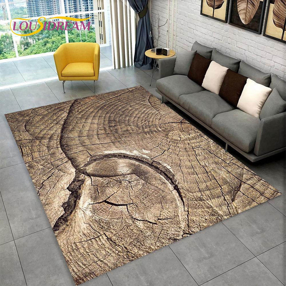 3D Wood Grain Retro Area Rug Large,Carpet Rug for Home Living Room Kids Bedroom Sofa Doormat Decor,Kitchen Non-slip Floor Mat