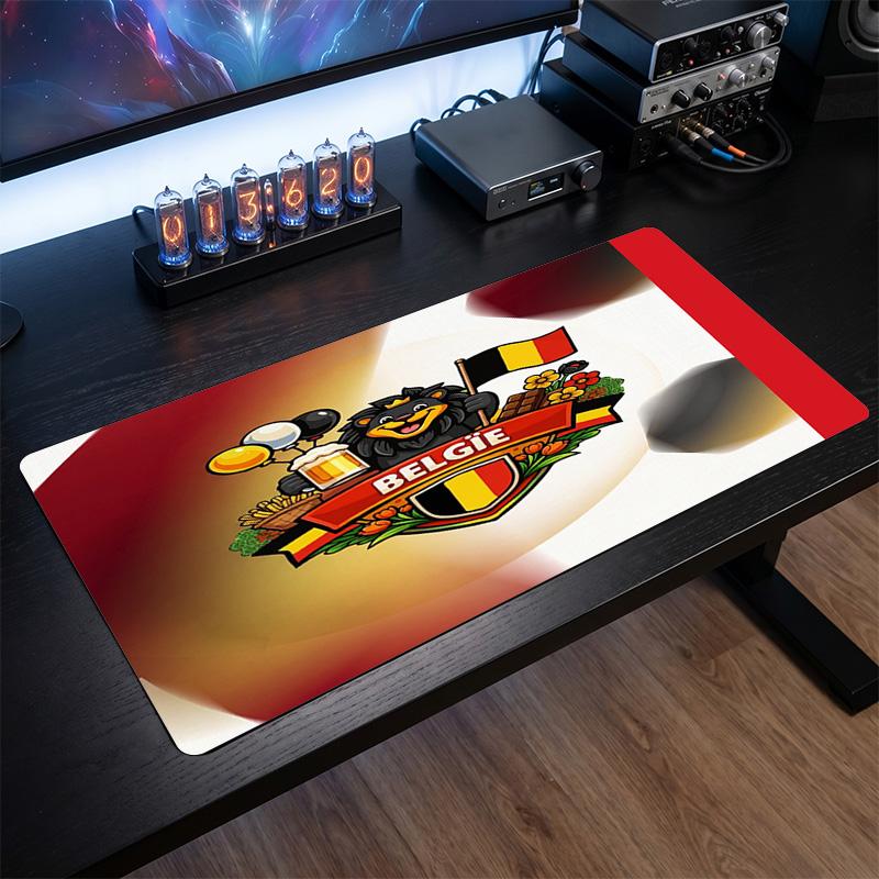 Belgium Football Crest Mouse Pad, Extended Non Slip Rubber Desk Mat for Gaming Office Laptop Fan Gift