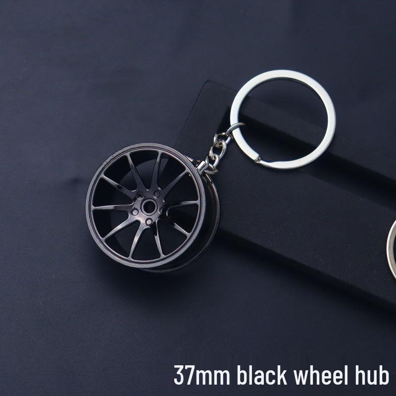 Motorcycle Wheel Keychain Pendant - Creative Laser-Printed Metal Hub
