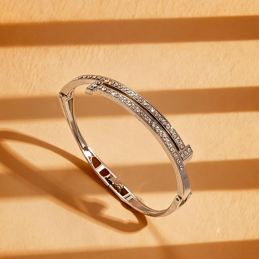 Diamond Nail Cross Round Snap Bracelet Geometric Bracelet