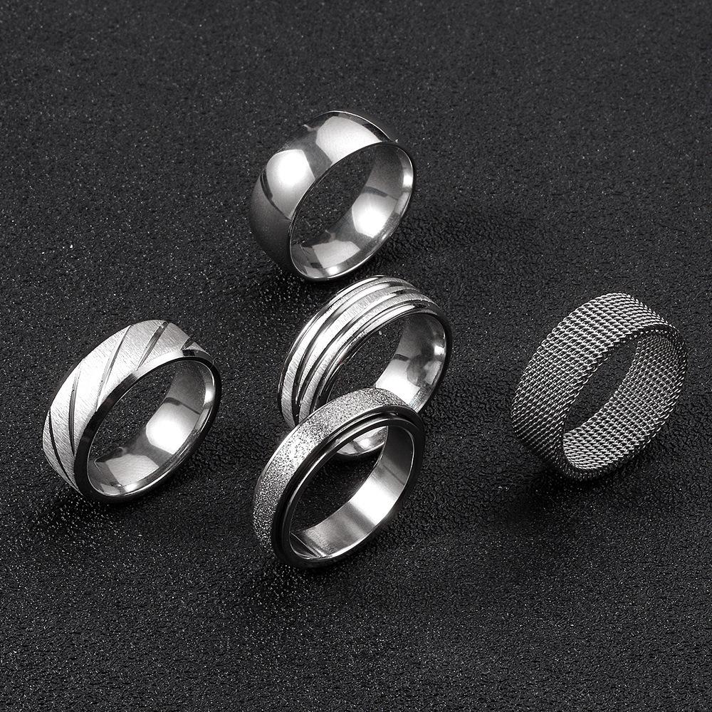 Special Stainless Steel Ring Set, Rasha Line Couple Rings, Fashionable Titanium Steel Non-Fading Jewelry 10No.