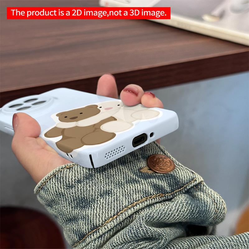2DFlat Xiaomi Redmi phone caseCuddly Bear and Bunny Hug Sticker Designsuitable for Redmi Note 11 12 13 14 A3 K80 15 17 Ultra