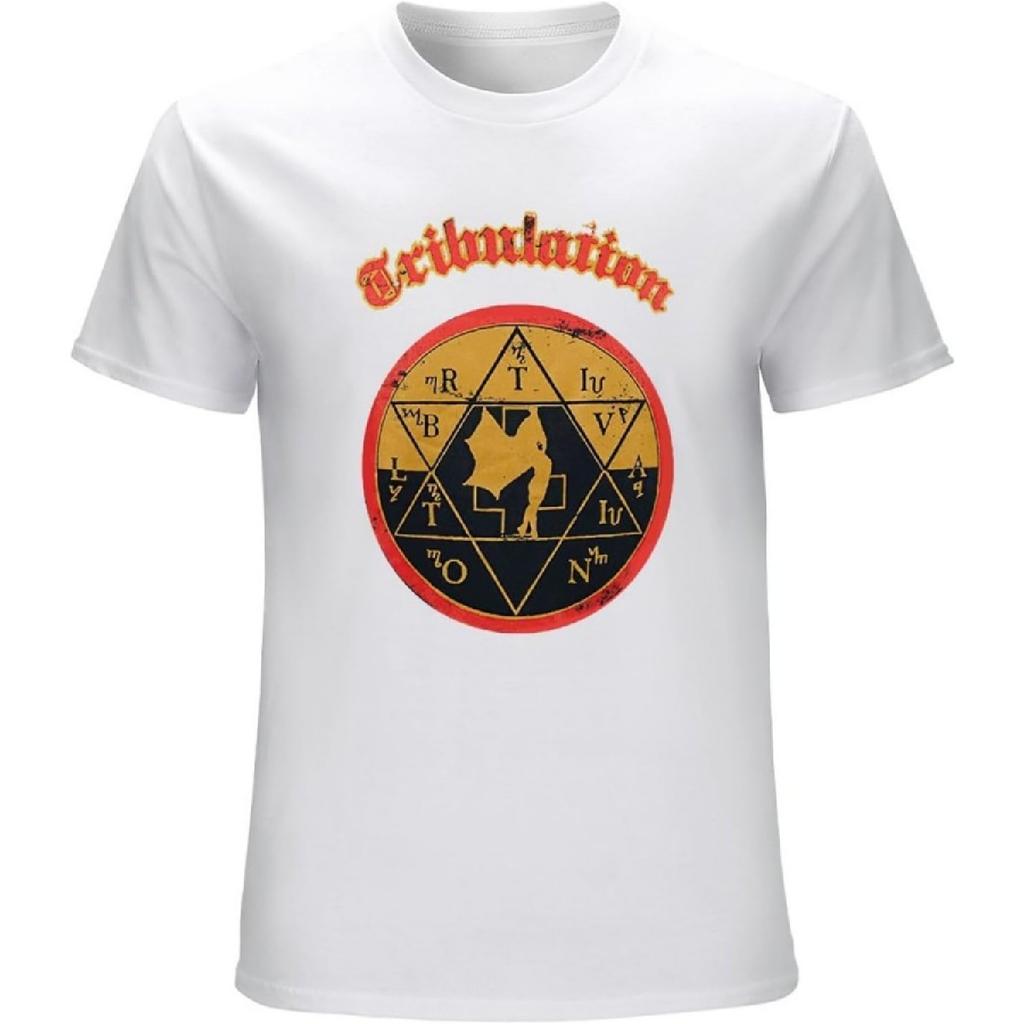 Hiwide Tribulation Band Death Metal Men T-Shirt White