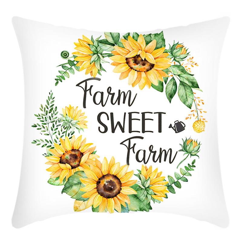 New Thanksgiving Series Printed Sunflower Print Short Plush Sofa Pillow Cushion Cover