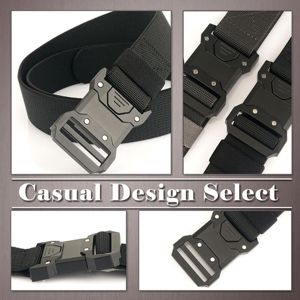 One Limitation Tactical Elastic Quick Release Belt for Work and Military BP636 One-Touch Use, Men's (Black)