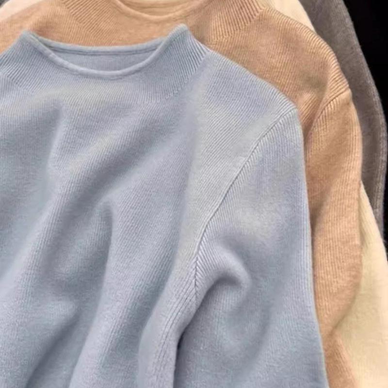 Casual Turtleneck Knitted Long-sleeved Base Shirt Women's Winter Autumn Solid Slim Warm Sweater Korean Version Simple Tops Underwear