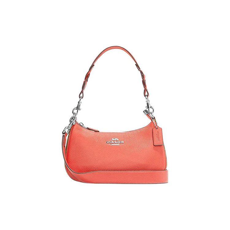 Coach Teri 25 Silver Letter Logo Zipper Underarm Bag Handheld Shoulder Bag Medium Women bags Orange CJ590-SVB10 Basic Set BagDust Bag 23490₽
