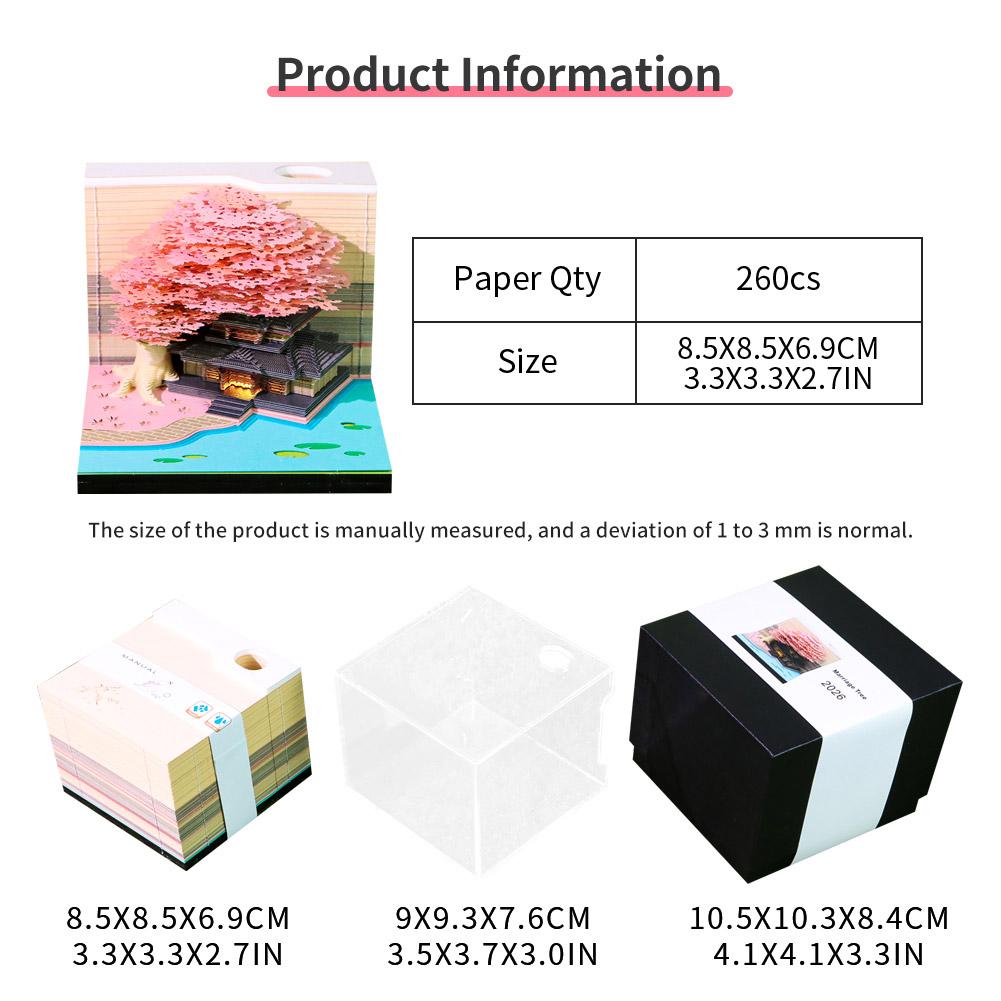 3D Paper Sculpture Weekly Calendar English Version With Lights Treehouse Notebook Desktop Decoration Tourist Commemorative Gift