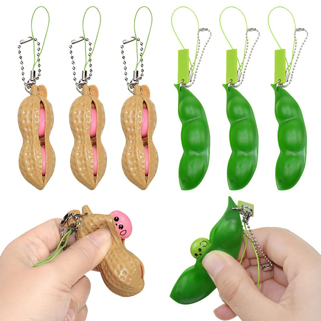 Relieve Stress And Release Pea Creative Simulation Peanut Stress Relief Pea Pod Keychain Toy