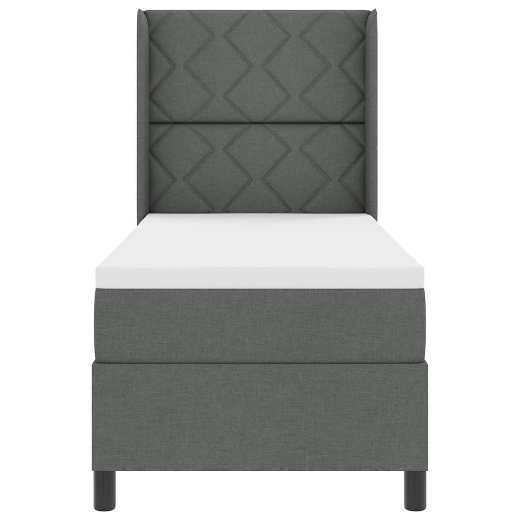 LED Boxspring Bed with Headboard Dark Grey 80 x 200 cm Fabric