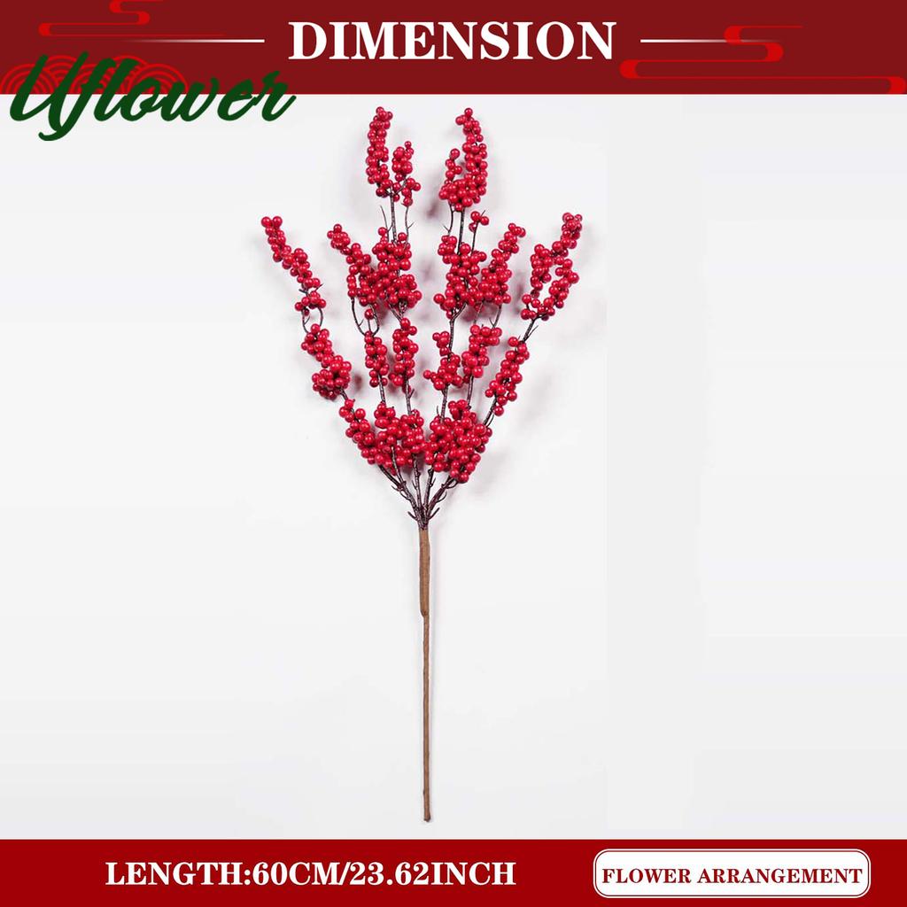 1/3PCS Artificial Red Berry Branches  for Home Tabletop Festivals Wedding Party DIY Craft Decor Christmas New Year Decoration
