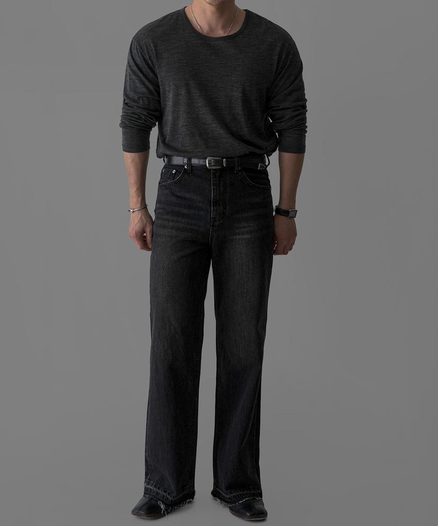 Baulopeulodeogteu 100% Wool Long Sleeve Knit Tee [Charcoal]