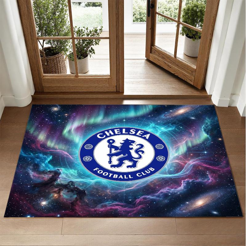 Chelsea FC Design Crystal Velvet Rug Soft Decorative Mat for Bedroom Entrance