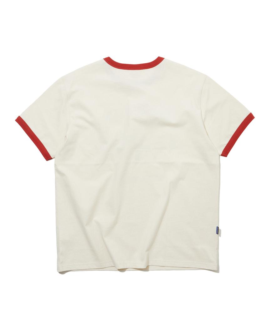 PENFIELD Boston Lettering Vintage Graphic Ringer Short Sleeve T-Shirt Ivory_Fs2Kt71U