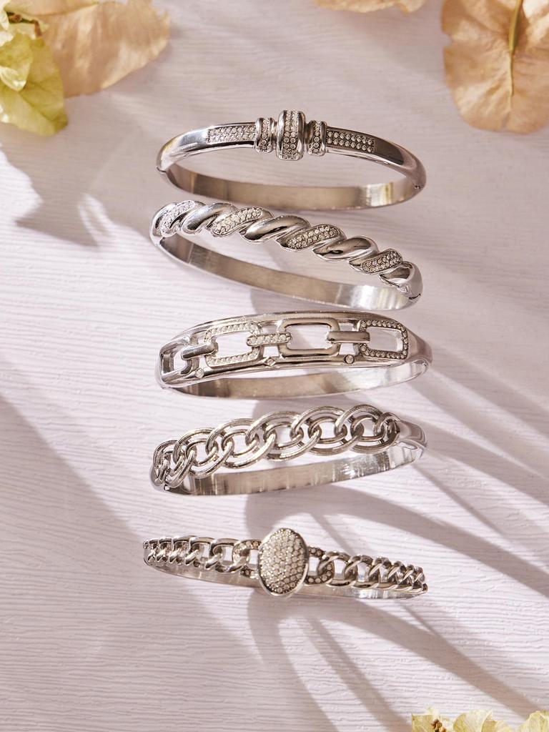 18K Gold-Plated Geometric Zirconia Bracelet with Stainless Steel Buckle