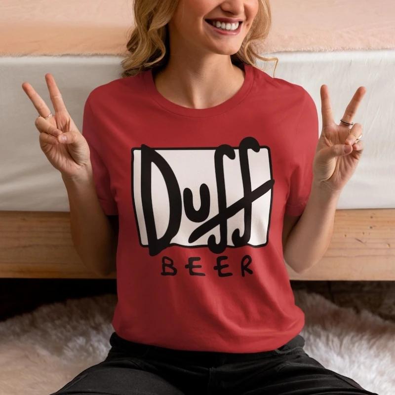 Duff Pivo Unisex Tričko Dárek pro fanouška Moe's Bar Pití Homer Simpson Duffman Oblečení Vtipné TV Show Tričko Vintage Kreslené Zboží bavlna