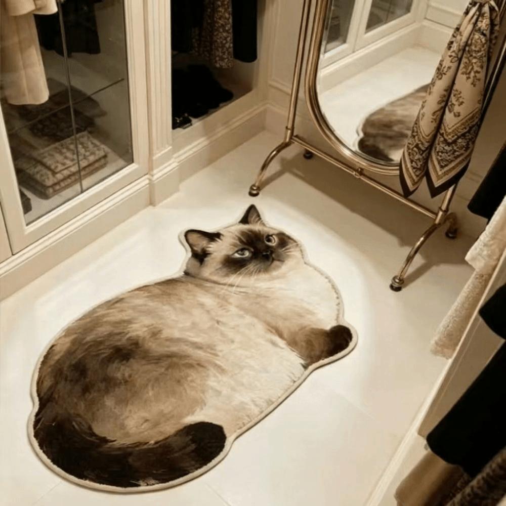 Crystal Velvet Cat Shape Floor Mat 2D Printed Entryway Door Mat Crystal Velvet Rug  Bedside Floor Style5