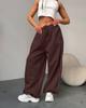 Damen High Waist Weite Beine Jogginghose Gerade Beine Hose Gestreifte Seite Zweiwege-Tragbar Kordelzug Jogginghosen Amerikanische Lässige Sporthosen