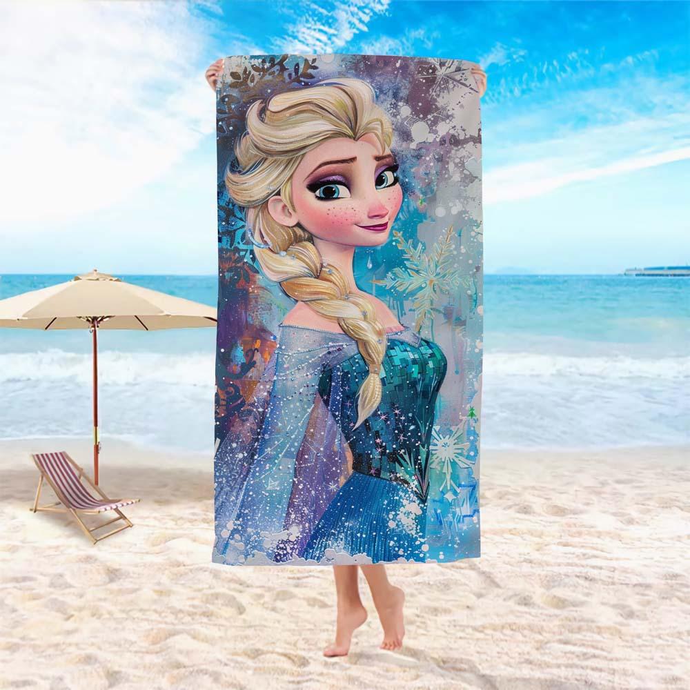 Princess Style Cartoon Printed Microfiber Beach Towel Soft Water Absorbent Bath Towel For Girls