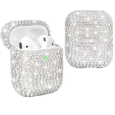 Étui pour écouteurs serti de diamants, étui pour écouteurs à diamants d'eau avec housse de protection pour écouteurs à diamants, étui de protection autocollant en diamant pour Apple Airpods