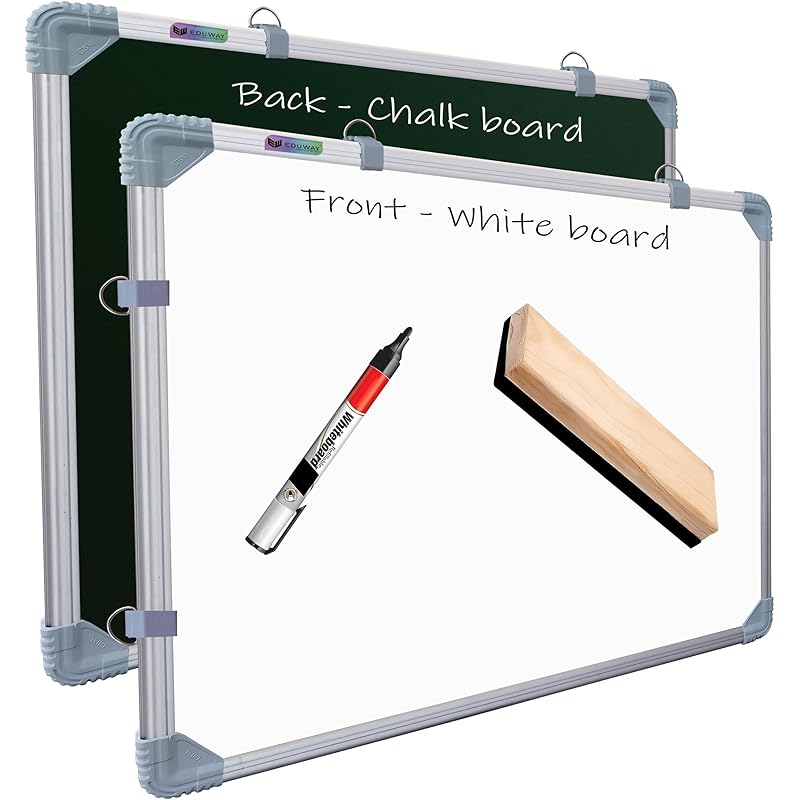Eduway 2X3 Feet Kunj Non-Magnetic Double-Sided White Board And Chalk Board Combo With 1 Marker And 1 Duster | Ideal Use